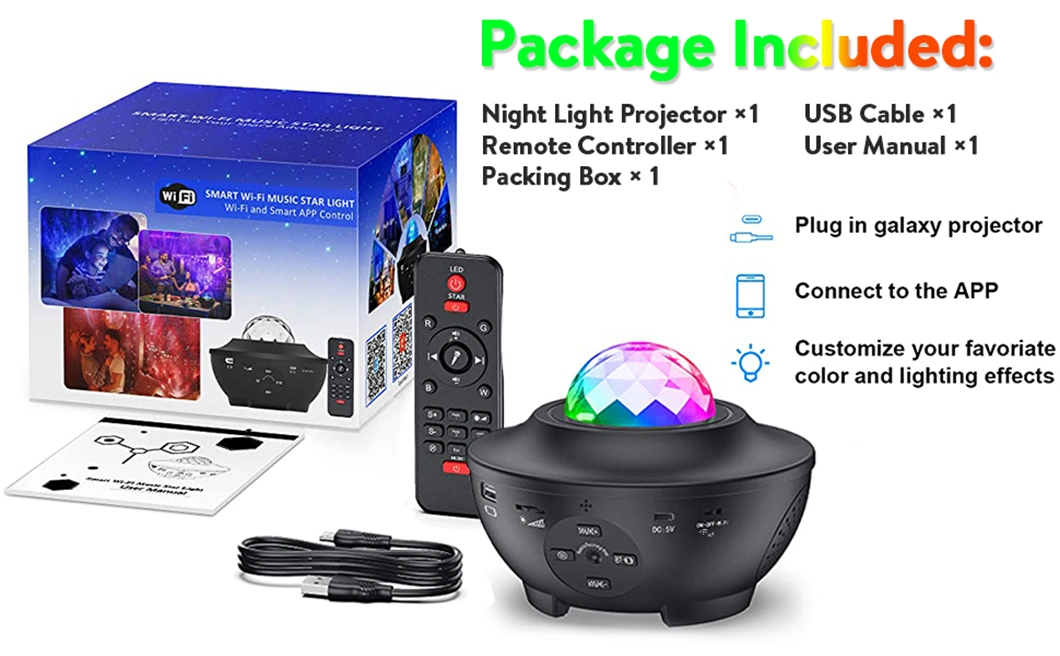 Free Sample Alexa & Google Assistant Control with Music Speaker Timer &10 Colors Skylight Projector Star Projector Christmas Gift